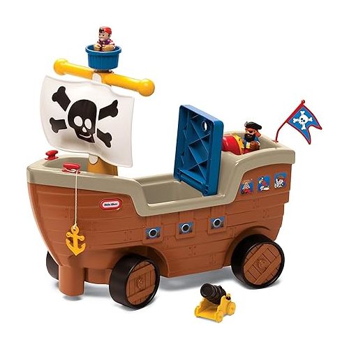  Little Tikes 2-in-1 Pirate Ship Toy - Kids Ride-On Boat with Wheels, Under Seat Storage and Playset with Figures - Interactive Ride on Toys for 1 year olds and above, Multicolor