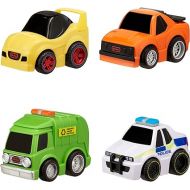Little Tikes My First Cars Crazy Fast Cars 4-Pack Series 5 - Garbage Truck (Recycle), Race Car (Yellow), Muscle Car (Orange), Police Car (International), Pullback Toy Car Vehicles
