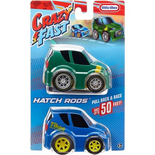  Little Tikes Crazy Fast Cars 2-Pack Hatch Rods, Hatch Back Car Themed Pullback Toy Vehicles Goes up to 50 ft