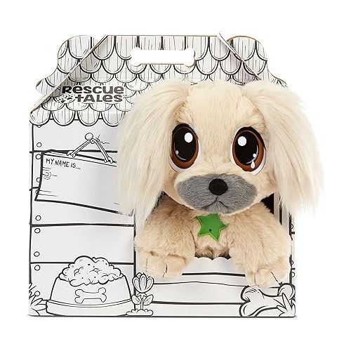  Little Tikes Rescue Tales Pekingese Adoptable Pet, Interactive Plush Toy Dog Stuffed Animal, Wags Tail, Puppy Sounds, Collar, Doghouse Playset- Gifts for Kids, Toys for Girls & Boys Ages 3 4 5+ Year