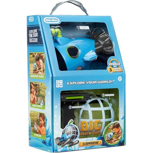  Little Tikes Big Adventures Sea View Submarine STEM Toy Water Vehicle with Underwater Viewer, Water Sprayer and Sifting Net for Girls, Boys, Kids Ages 3+