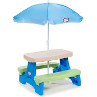 Little Tikes Easy Store Picnic Table with Umbrella, Multi Color, 42.00''L x 38.00''W x 19.75''H