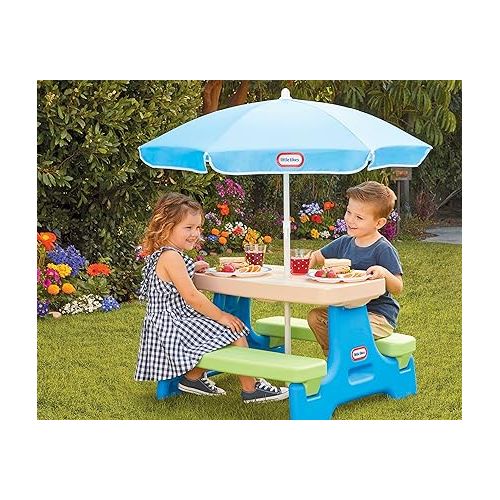  Little Tikes Easy Store Picnic Table with Umbrella, Multi Color, 42.00''L x 38.00''W x 19.75''H