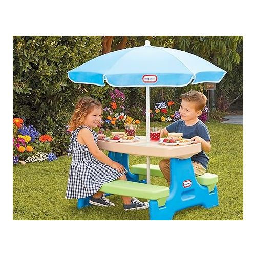  Little Tikes Easy Store Picnic Table with Umbrella, Multi Color, 42.00''L x 38.00''W x 19.75''H