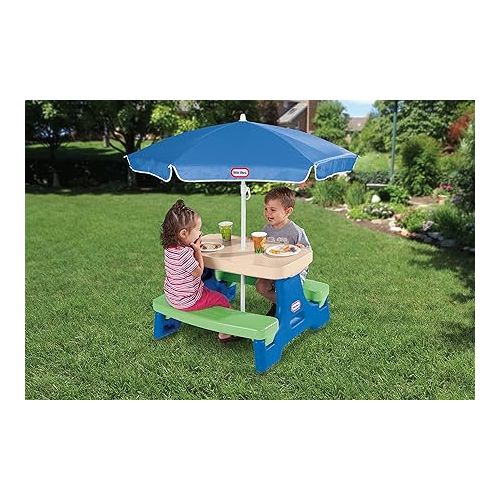  Little Tikes Easy Store Jr. Picnic Table with Umbrella - Blue / Green