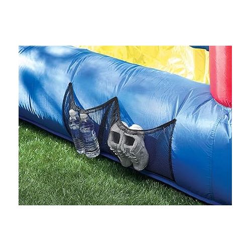  Little Tikes Jump 'n Slide Bouncer with Arched Canopy Overhead Cover, Plus Heavy Duty Blower, Stakes, Repair Patches, and Storage Bag |3-Kid Capacity, Ages 3-8 Years