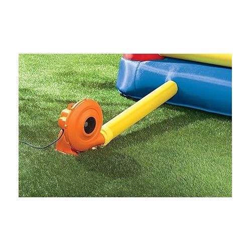  Little Tikes Jump 'n Slide Bouncer with Arched Canopy Overhead Cover, Plus Heavy Duty Blower, Stakes, Repair Patches, and Storage Bag |3-Kid Capacity, Ages 3-8 Years