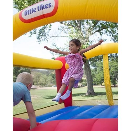  Little Tikes Jump 'n Slide Inflatable Bouncer Includes Heavy Duty Blower With GFCI, Stakes, Repair Patches, And Storage Bag, for Kids Ages 3-8 Years