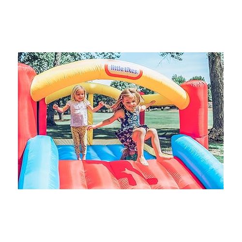  Little Tikes Jump 'n Slide Inflatable Bouncer Includes Heavy Duty Blower With GFCI, Stakes, Repair Patches, And Storage Bag, for Kids Ages 3-8 Years