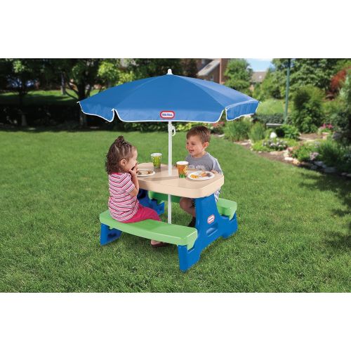  Little Tikes Easy Store Jr. Picnic Table with Umbrella - Blue / Green