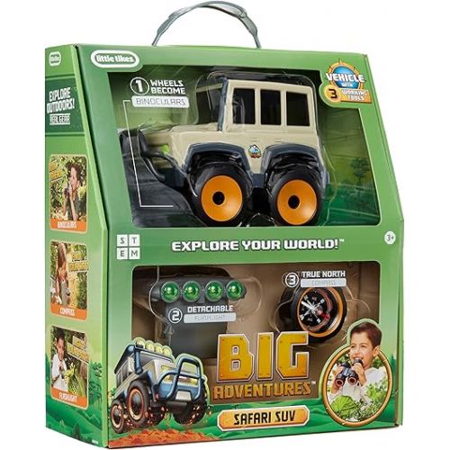  Little Tikes Big Adventures Binocular Searching Safari SUV STEM Toy Vehicle with Binoculars, Flashlight, and Compass for Girls, Boys, Kids Ages 3+