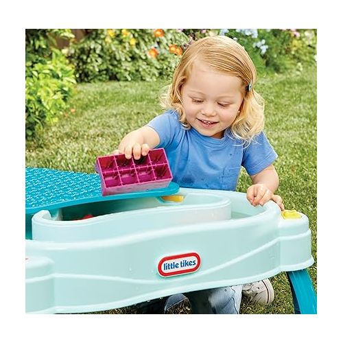  Little Tikes Build & Splash Water Table with 25 Piece Accessories - Wet/Dry Play, Indoor/Outdoor with Removeable Grow-with-Me Legs