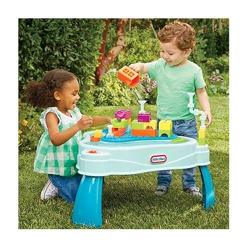  Little Tikes Build & Splash Water Table with 25 Piece Accessories - Wet/Dry Play, Indoor/Outdoor with Removeable Grow-with-Me Legs