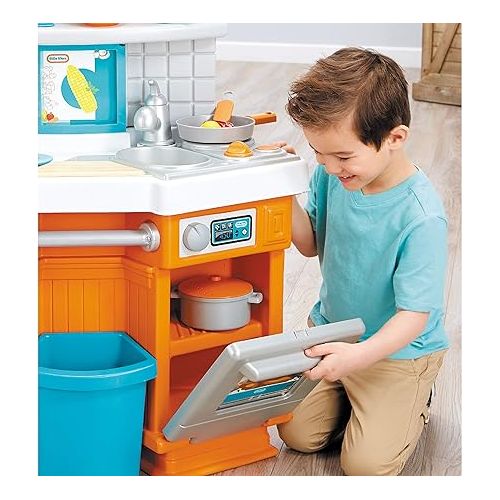  Little Tikes Home Grown Kitchen - Role Play Realistic Kitchen Real Cooking & Water Boiling Sounds Kitchen Accessories Set for Girls Boys - Multicolor 22 x 18 x 30.25 inches