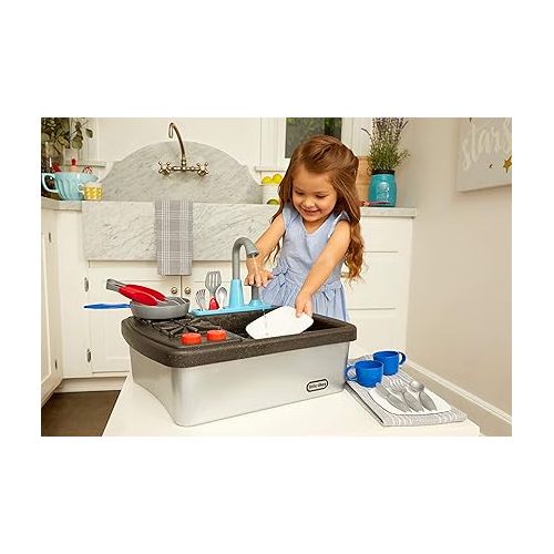  Little Tikes First Sink & Stove Realistic Pretend Play Kitchen Appliance for Kids, Includes 13 Cooking Accessories, Ages 3+ Multi-Color