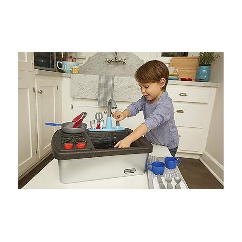  Little Tikes First Sink & Stove Realistic Pretend Play Kitchen Appliance for Kids, Includes 13 Cooking Accessories, Ages 3+ Multi-Color