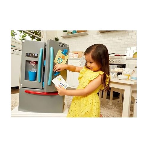  Little Tikes First Fridge Refrigerator with Ice Dispenser Pretend Play Appliance for Kids, Play Kitchen Set with Playset Accessories Unique Toy Multi-Color, 15.8” Wide x 11.5” deep x 23” Tall