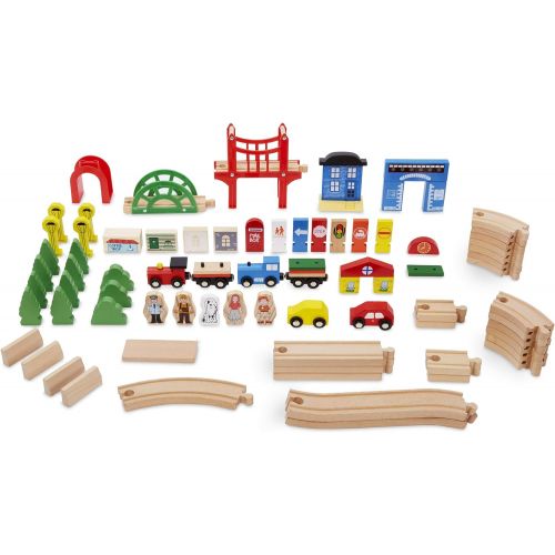  Little Tikes Real Wooden Train Table Set for Kids, Deluxe Over 80Piece Hand Painted Wooden Set with Tracks, Trains & Accessories