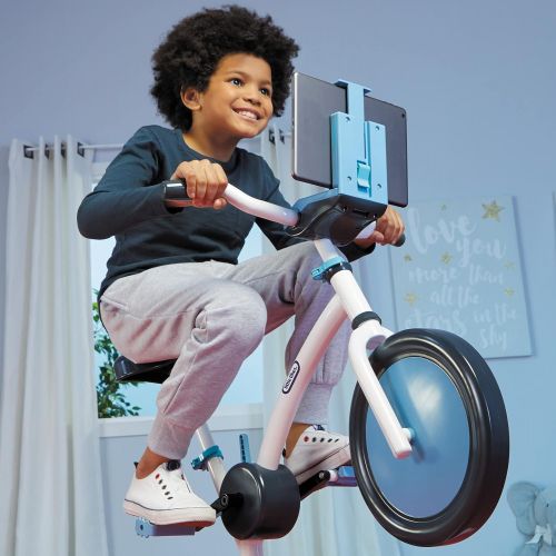  Little Tikes Pelican Explore & Fit Cycle Fun Adjustable Fitness Exercise Equipment for Kids Stationary Bike w Videos, Built-in Bluetooth Speaker- Gifts for Kid, Toys for Boys Girls