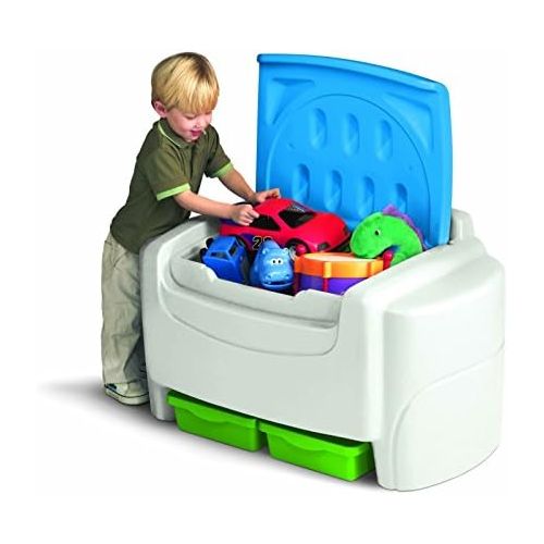  Little Tikes White Sort N Store Toy Storage Box with Lid Containers and Chest Organizer Bins for Kids Pet Toys,books,cars and Accessories!