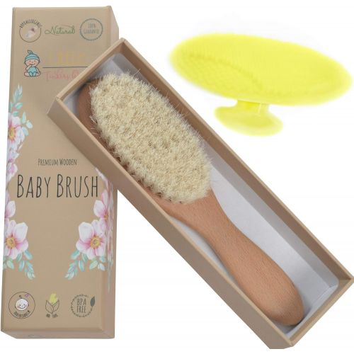  [아마존베스트]Little Tinkers World Wooden Baby Hair Brush - Healthcare and Grooming for Newborns & Toddlers, Ideal for Cradle...