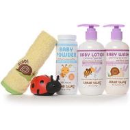 Little Twig Baby Basics Baby Powder Plus Baby Wash and Lotion Washcloth and Tub Toy Gift Set, Lavender/Unscented, 1.9 Pound