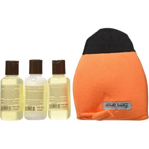 Little Twig All Natural, Hypoallergenic Baby Travel Basics 4 Piece Gift Set with Ladybug Bath Mitt, Happy Tangerine Scent, 2 Ounce Bottles