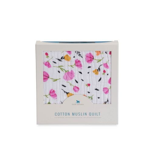  Little Unicorn Cotton Muslin Blanket Quilt - Berry & Bloom, Purple, Pink, Yellow