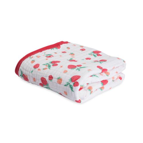  Little Unicorn Cotton Muslin Blanket Quilt - Strawberry, Red