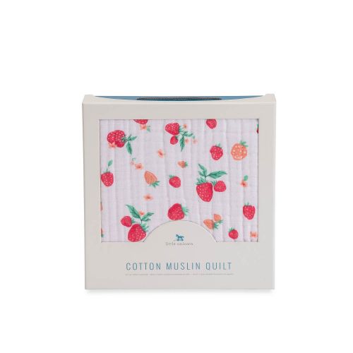  Little Unicorn Cotton Muslin Blanket Quilt - Strawberry, Red