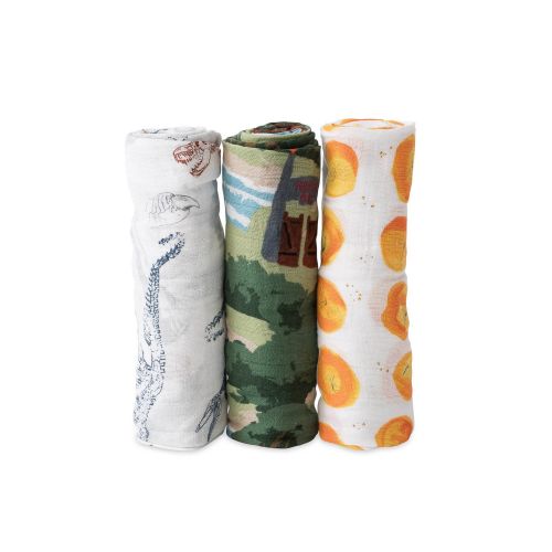  Little Unicorn LU + Jurassic World Cotton Muslin Swaddle 3 Pack - Jurassic World