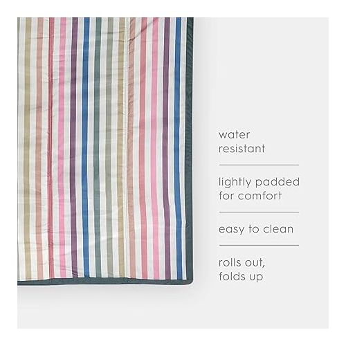  Little Unicorn Outdoor Family Picnic & Beach Blanket, Water-Resistant, Compact Fold, Large Size, 5 x 7 feet, (Chroma Rugby Stripe)