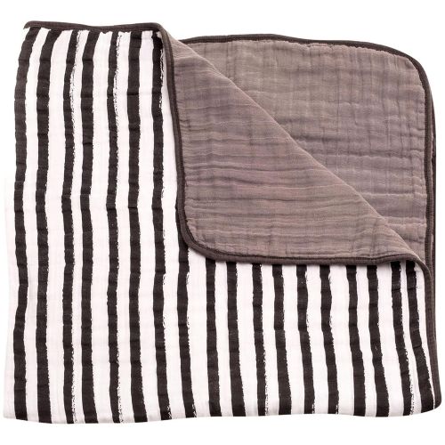  Little Unicorn Cotton Muslin Blanket Quilt - Ink Stripe, Black, White