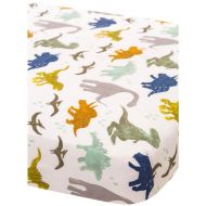 Little Unicorn Cotton Muslin Fitted Sheet - Dino Friends, Blue, Green, Navy