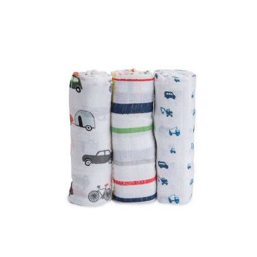  Little Unicorn Cotton Muslin Swaddle Blankets 3 Pack - Traffic Jam