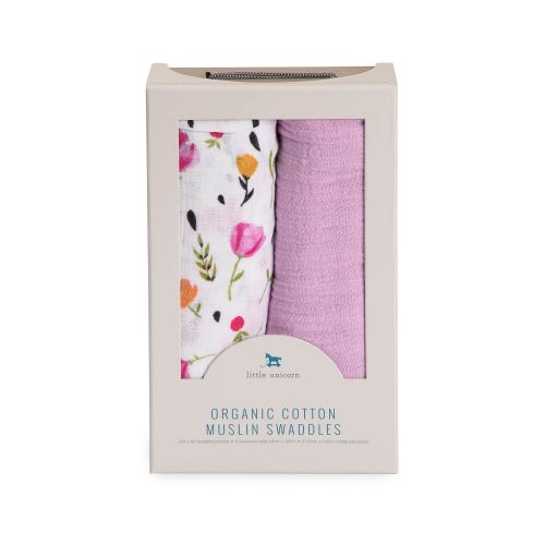  Little Unicorn Organic Cotton Muslin Swaddle 2 Pack - Berry & Bloom Set