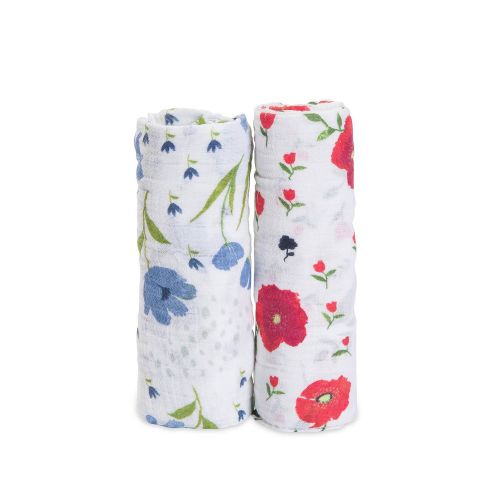  Little Unicorn Organic Cotton Muslin Swaddle 2 Pack - Summer Poppy Set