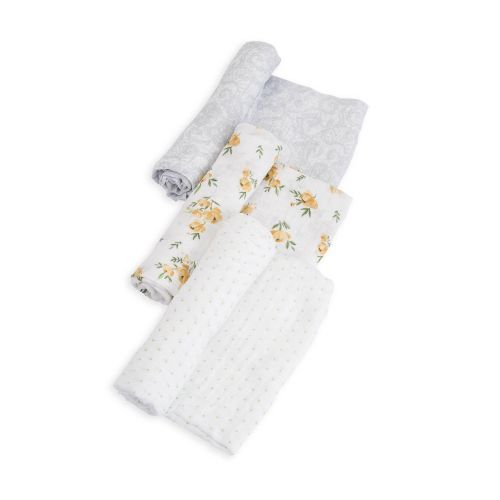  Little Unicorn Cotton Muslin Swaddle Blankets 3 Pack - Yellow Rose