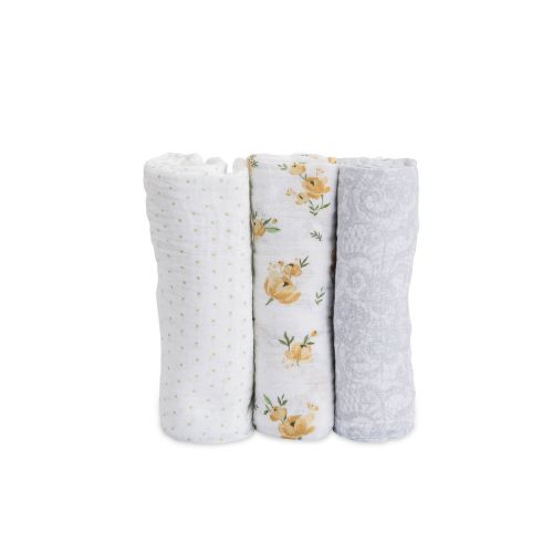  Little Unicorn Cotton Muslin Swaddle Blankets 3 Pack - Yellow Rose