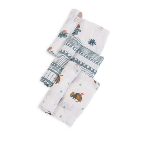  Little Unicorn Cotton Muslin Swaddle 3 Pack - Bison Set