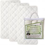 Little Wonders NEW ANTI SLIP - Larger - 27 x 14 - Bamboo Changing Pad Liners - 4 Layers - Quilted- 3 Pack - Ultra Soft - Highly Absorbent - Machine Washable, Dryer Friendly