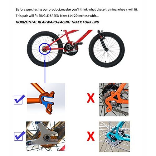  Little World Training Wheels Heavy Duty Rear Wheel Bicycle Stabilizers Mounted Kit Compatible for Bikes of 14 16 18 20 Inch, 1 Pair-Stronger Version