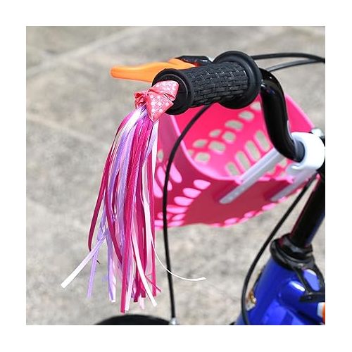  Kids Bike Horn, Children Bicycle Bell with 2 Pack Bike Handle Streamers Bike Accessories for Girls or Boys (Pink)…