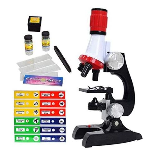 리틀 [아마존베스트]Little World Science Kits for Kids Beginner Microscope with LED 100X 400X and 1200X-Include Sample Prepared Slides 12pc- Educational Toy Birthday Gift