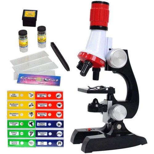 리틀 [아마존베스트]Little World Science Kits for Kids Beginner Microscope with LED 100X 400X and 1200X-Include Sample Prepared Slides 12pc- Educational Toy Birthday Gift