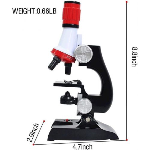 리틀 [아마존베스트]Little World Science Kits for Kids Beginner Microscope with LED 100X 400X and 1200X-Include Sample Prepared Slides 12pc- Educational Toy Birthday Gift