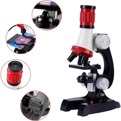 리틀 [아마존베스트]Little World Science Kits for Kids Beginner Microscope with LED 100X 400X and 1200X-Include Sample Prepared Slides 12pc- Educational Toy Birthday Gift