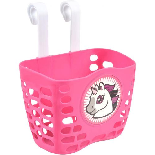  Little World Kids Bike Basket, Front Handlebar Bicycle Basket with 1 Pair Bike Streamers Bike Accessories for Girls and Boys