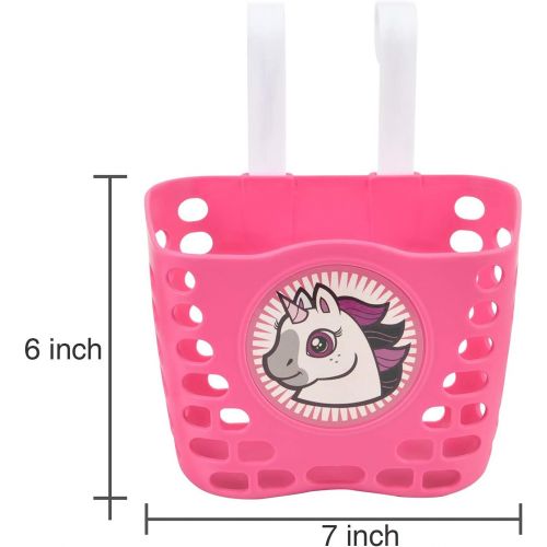  Little World Kids Bike Basket, Front Handlebar Bicycle Basket with 1 Pair Bike Streamers Bike Accessories for Girls and Boys