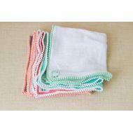 /LittleEweandMe Mini Pom Pom Swaddle Blanket Lovey or Security Blanket or Doll Blanket